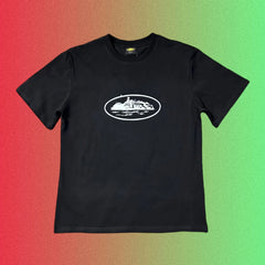 Corteiz Black & White Alcatraz Island Logo T-Shirt