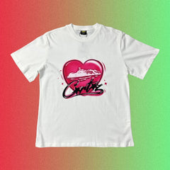 Cortiez Pink Heart Ship Logo Graphic Black T-Shirt