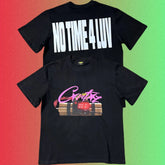 Cortiez "No Time 4 Luv" & Dynamite Bomb Graphic Black T-Shirt (Front & Back Print)