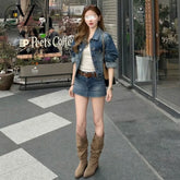 American retro blue denim skirt and pants for women, 2026 spring/summer new low rise slim fit and versatile spicy girl short skirt