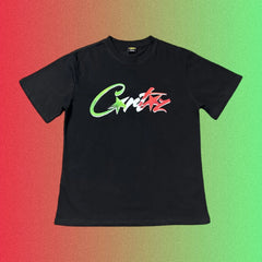 Cortiez Script Logo Green and Red Black T-Shirt
