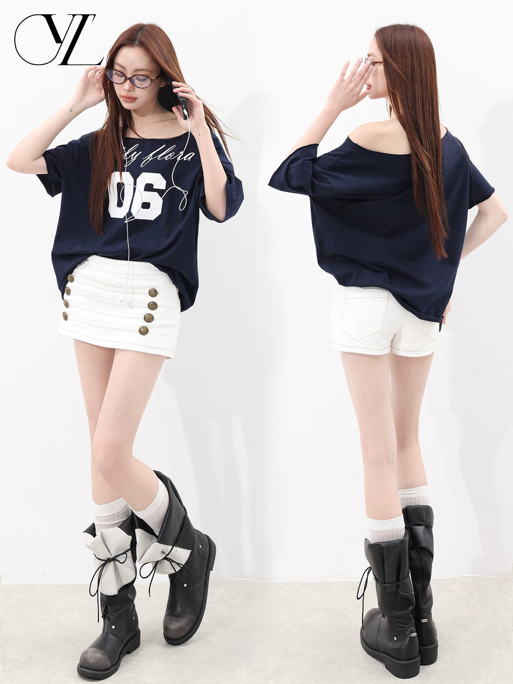 White denim skirt and pants for women in the summer of 2026, elastic and slimming new style, heavy-duty double breasted design, versatile hip hugging short skirt