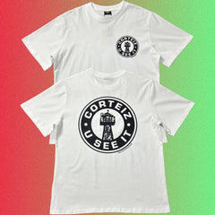 Cortiez U See It Yellow Round Logo Graphic Black T-Shirt (Front & Back Print)