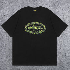 Corteiz Green Vine Camo Oval Logo T-Shirt - Black Streetwear Tee
