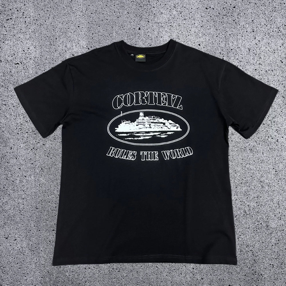 Corteiz "Rules The World" Alcatraz Graphic Tee (Black Edition)