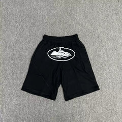Corteiz Alcatraz Island Graphic Heavyweight Shorts black