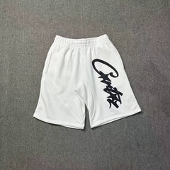Corteiz Signature Script Logo Heavyweight Shorts white/black
