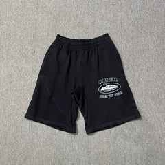 Corteiz Alcatraz Island Front Oval Logo Heavyweight Shorts black