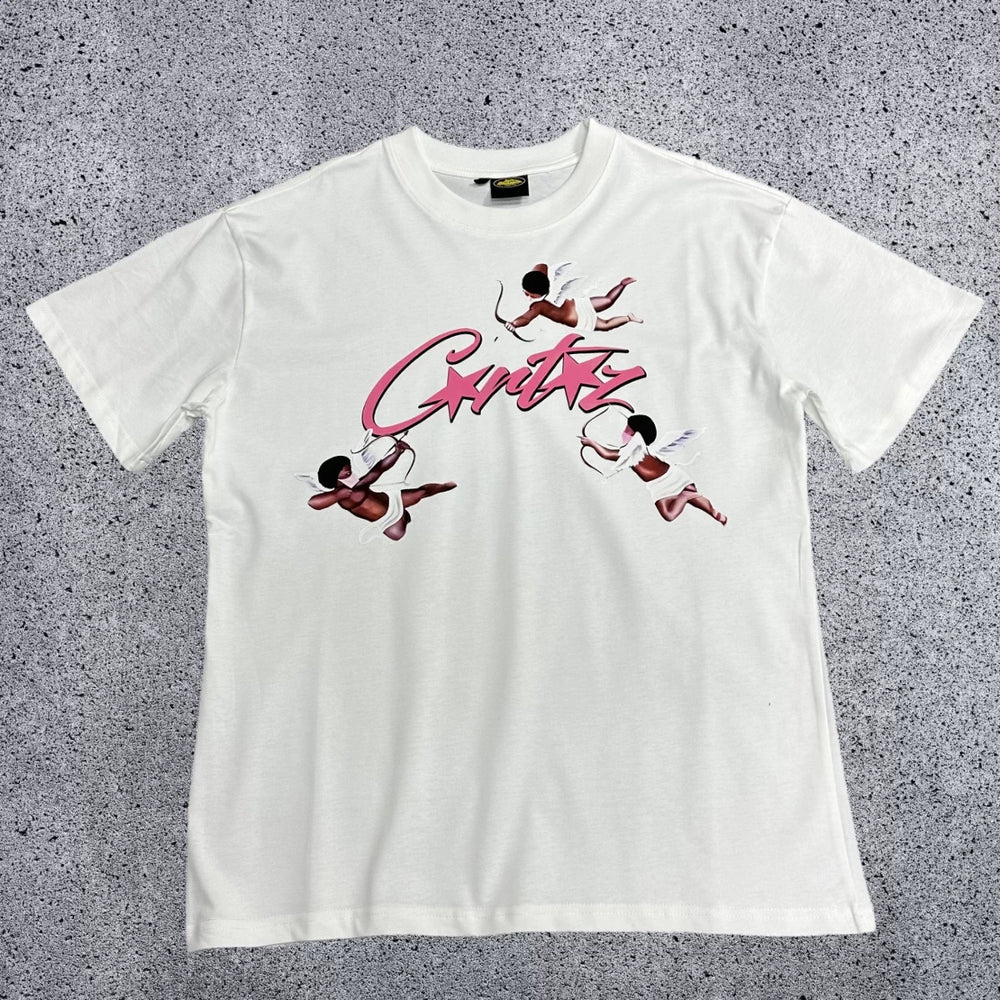 Corteiz Cupid Cherub T-Shirt – White/Pink