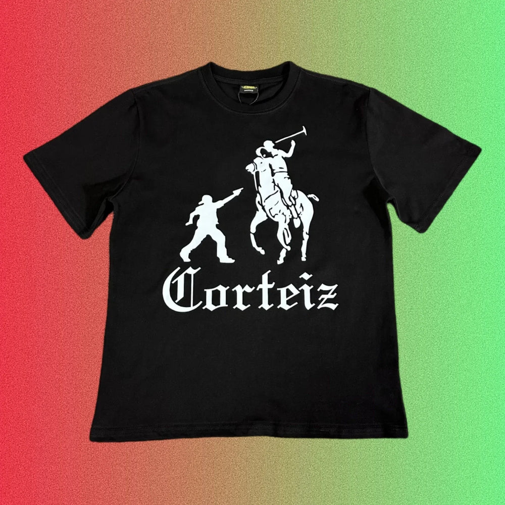 Cortiez Parody Polo Rider Graphic Black T-Shirt