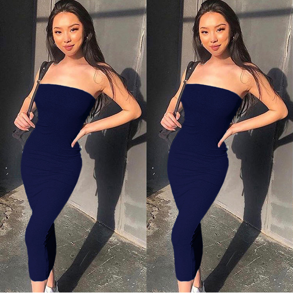 2026 European and American cross-border autumn and winter dress women's clothing Amazon eBay hot item sexy exposed backpack hip dress