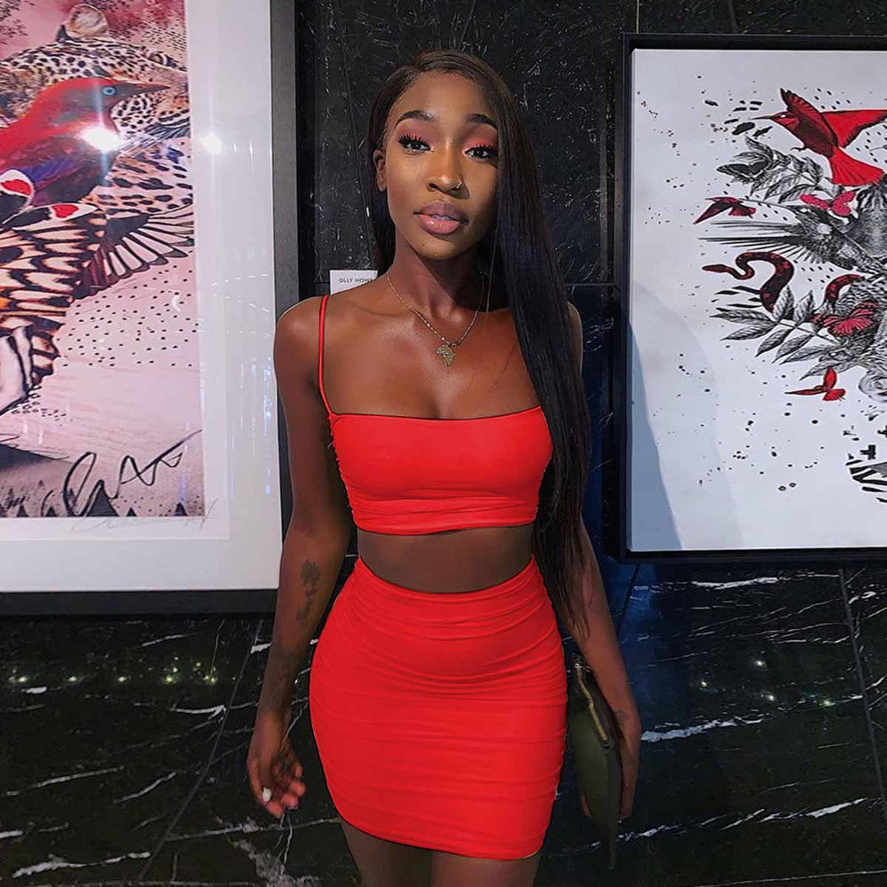 2026 new European and American sexy camisole vest pleated hip skirt two-piece set Amazon eBay cross-border women