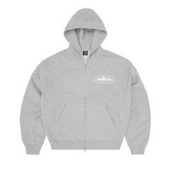 ISLAND PUFF PRINT ZIP HOODIE [HEATHER GREY]