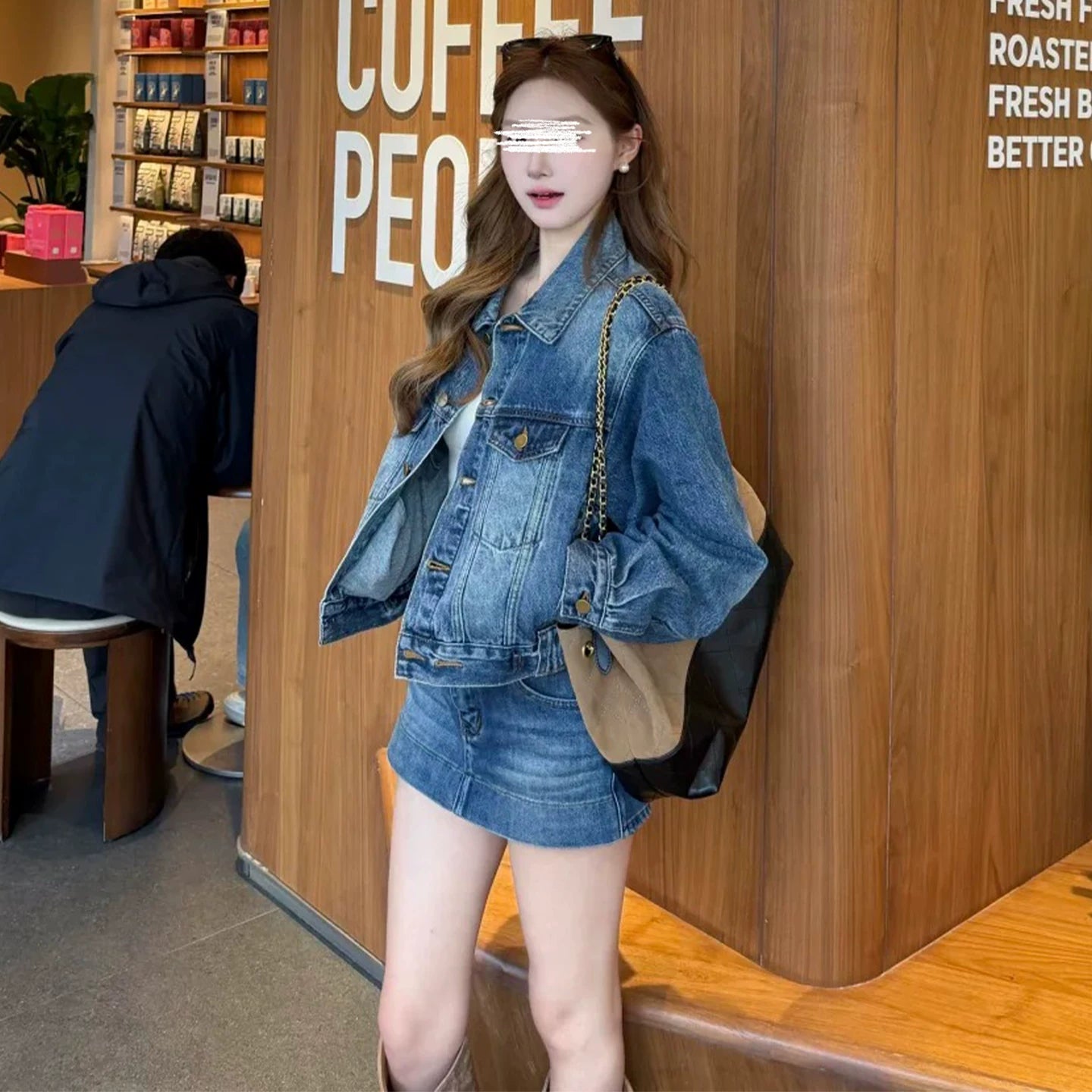 American retro blue denim skirt and pants for women, 2026 spring/summer new low rise slim fit and versatile spicy girl short skirt