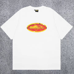 Corteiz Yellow & Red Oval Logo T-Shirt - White Streetwear Tee