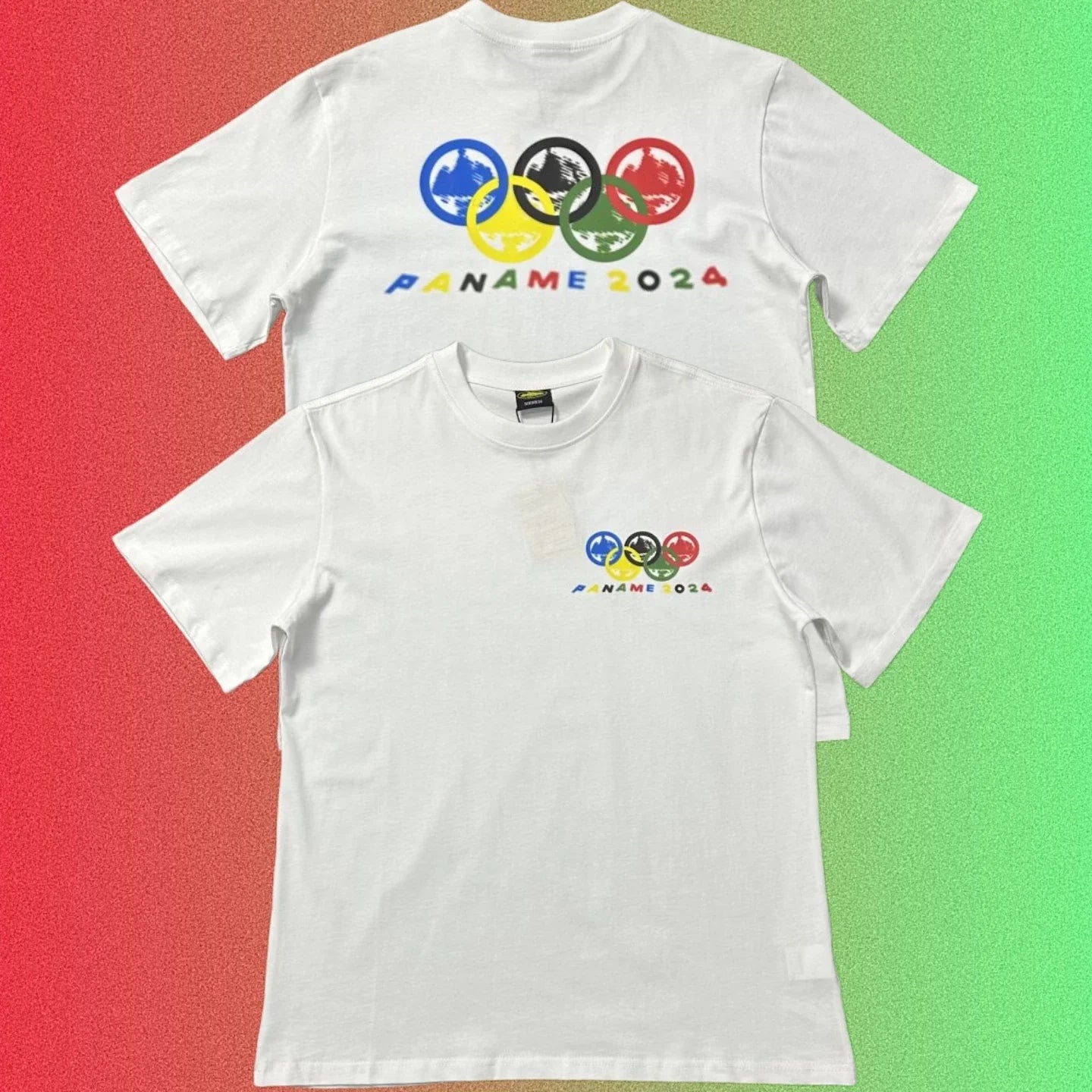 Cortiez Paname 2024 Olympic Rings Graphic Black T-Shirt (Front & Back Print)
