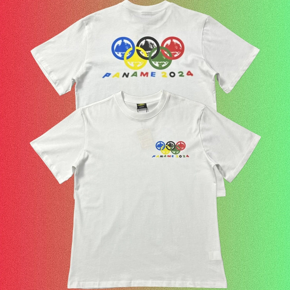 Cortiez Paname 2024 Olympic Rings Graphic Black T-Shirt (Front & Back Print)