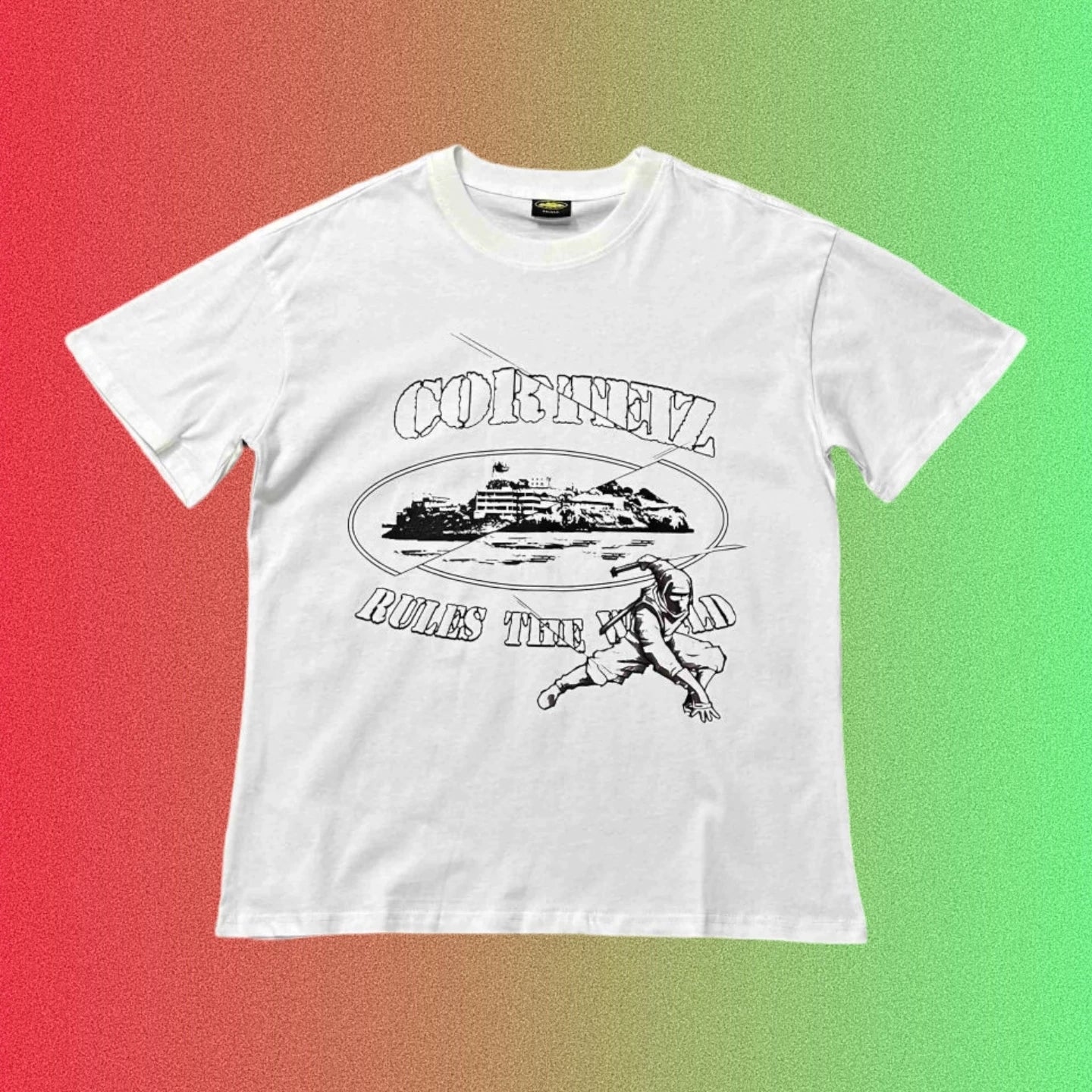 Corteiz Black & White Alcatraz Hands Graphic T-Shirt