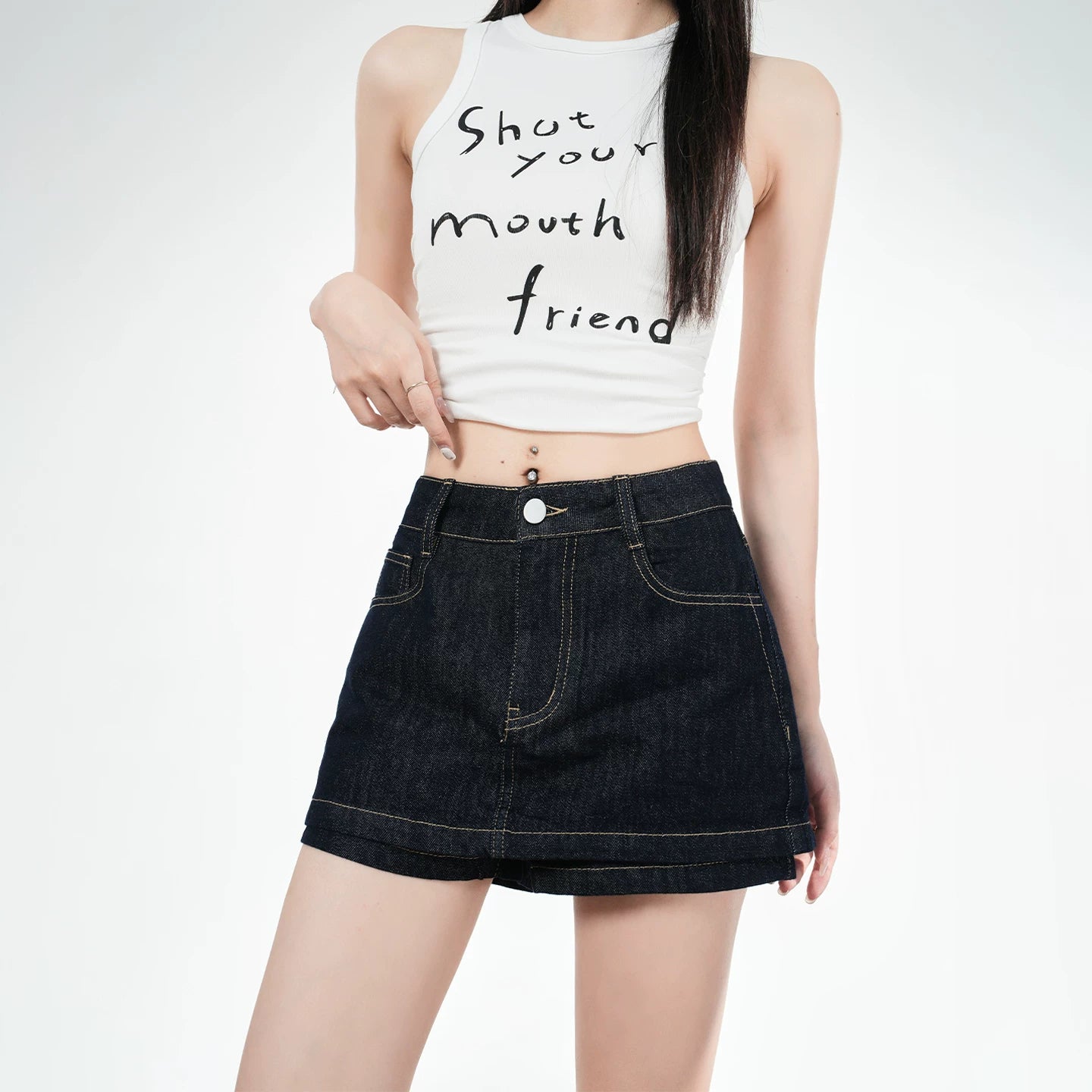 American original denim short skirt for women, 2026 summer new high waisted slim fit versatile A-line anti glare shorts