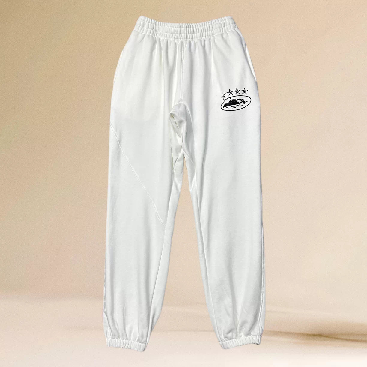 Corteiz White & Black 5-Star Alcatraz Island Logo Sweatpants