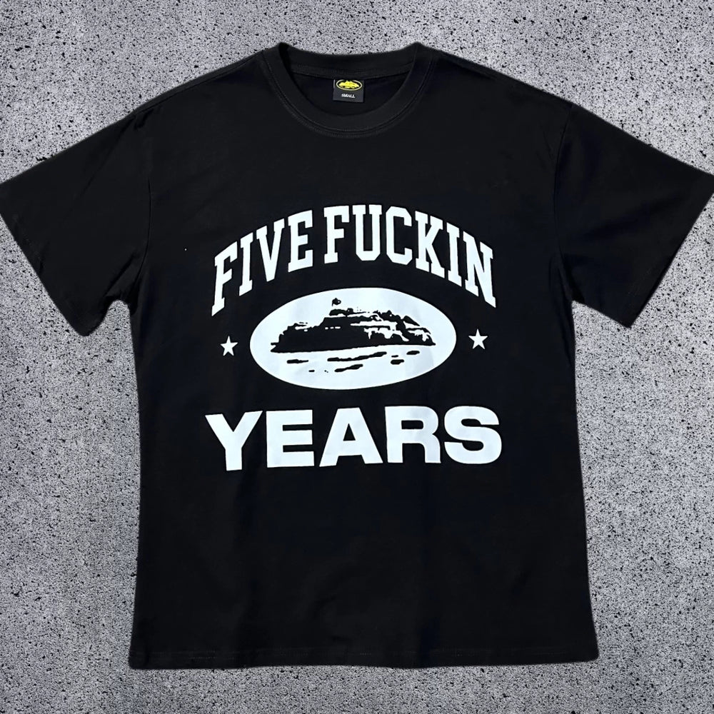 Corteiz "Five Fuckin Years" Anniversary T-Shirt – Black | Rare Streetwear