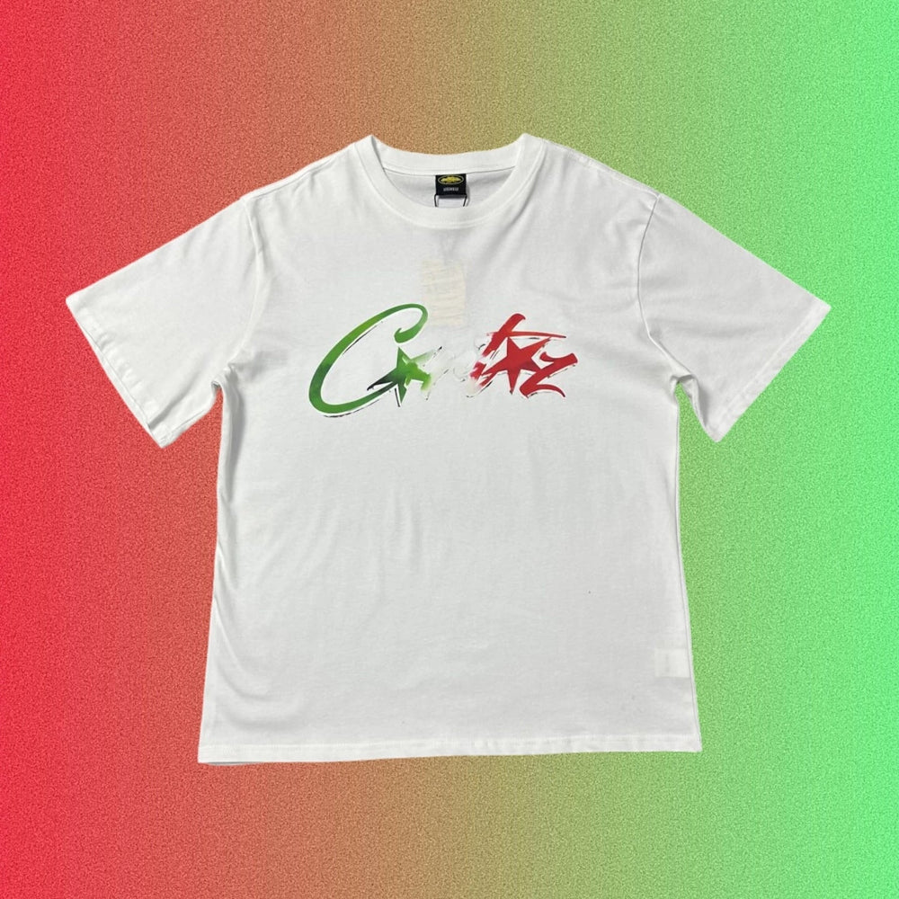 Cortiez Script Logo Green and Red Black T-Shirt