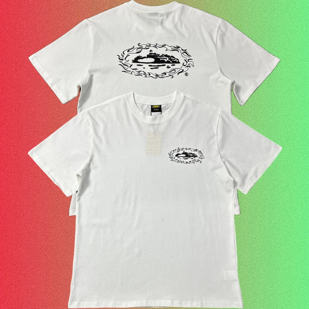 Cortiez Island Logo Graphic Black T-Shirt (Front & Back Print)