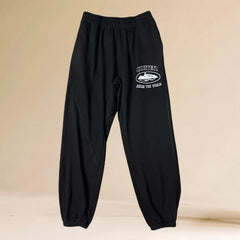 Corteiz Alcatraz Oval Logo Heavyweight Sweatpants black