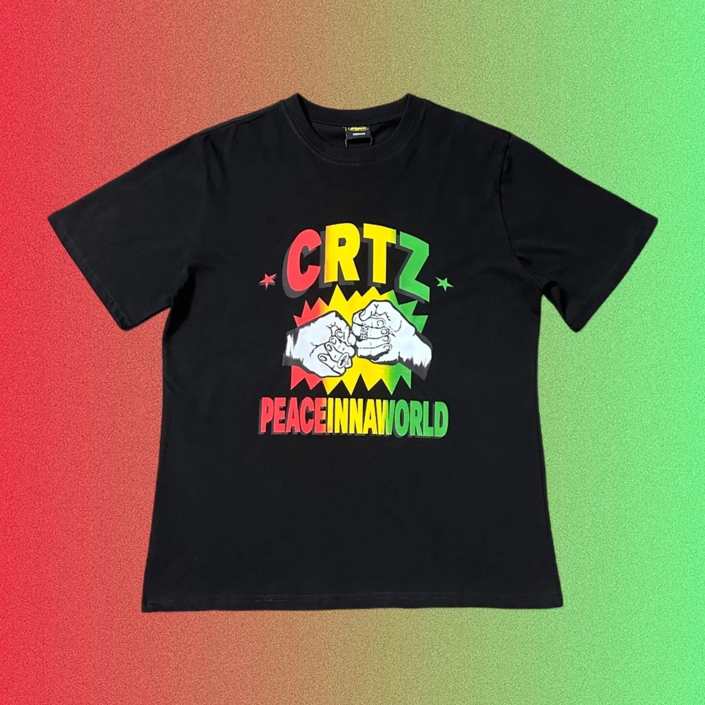 Cortiez CRTZ Peace Inna World Fist Bump Graphic Black T-Shirt
