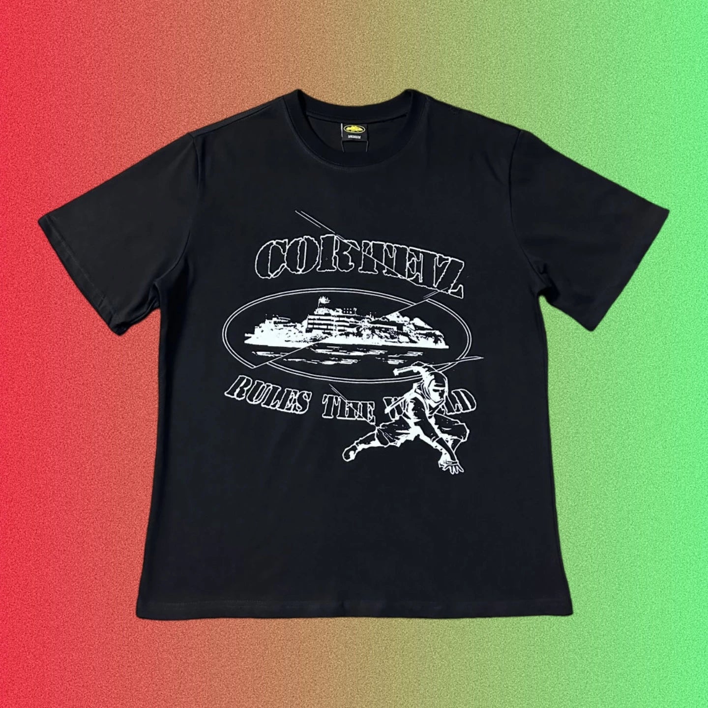 Corteiz Black & White Alcatraz Hands Graphic T-Shirt