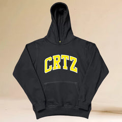 Corteiz Collegiate Arc Logo Heavyweight Hoodie - Black / Yellow