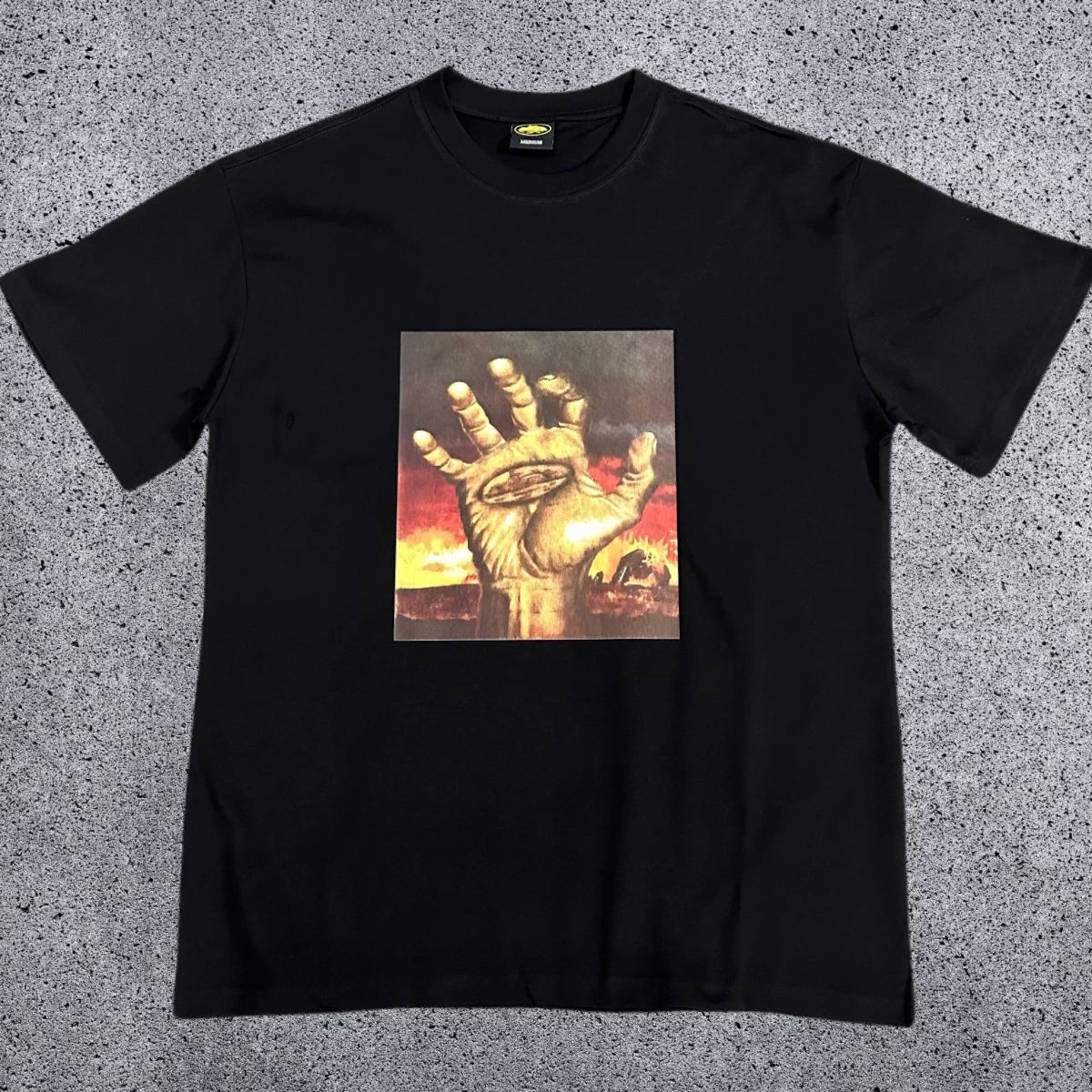 Corteiz Fiery Hand Graphic T-Shirt – Black | Authentic Streetwear