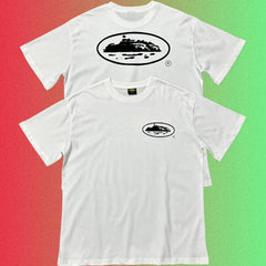 Cortiez Classic Oval Ship Logo Small Front & Large Back Print Black T-Shirt