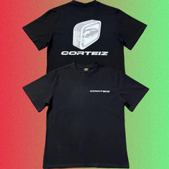 Cortiez 3D Retro Mac Computer Monitor Graphic Black T-Shirt (Front & Back Print)