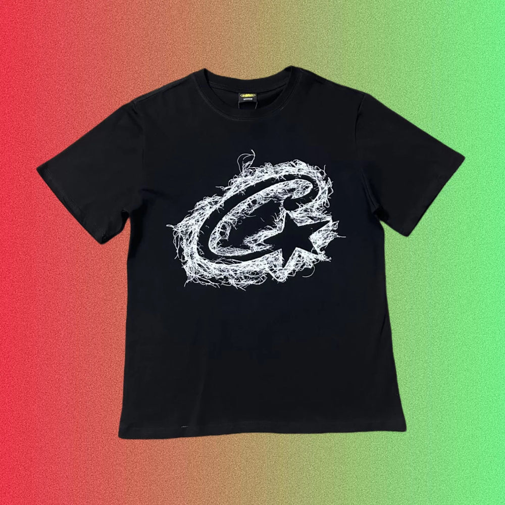 Cortiez Sketch Star C Logo Graphic Black T-Shirt