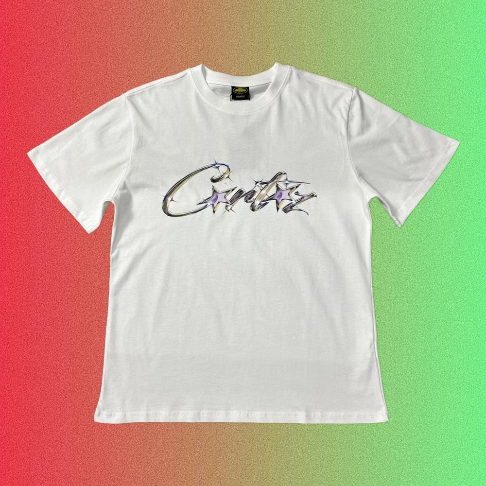 Cortiez Blue Script Logo Graphic Black T-Shirt