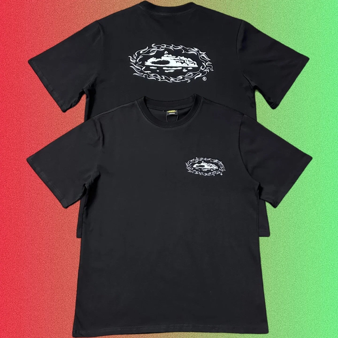 Cortiez Island Logo Graphic Black T-Shirt (Front & Back Print)