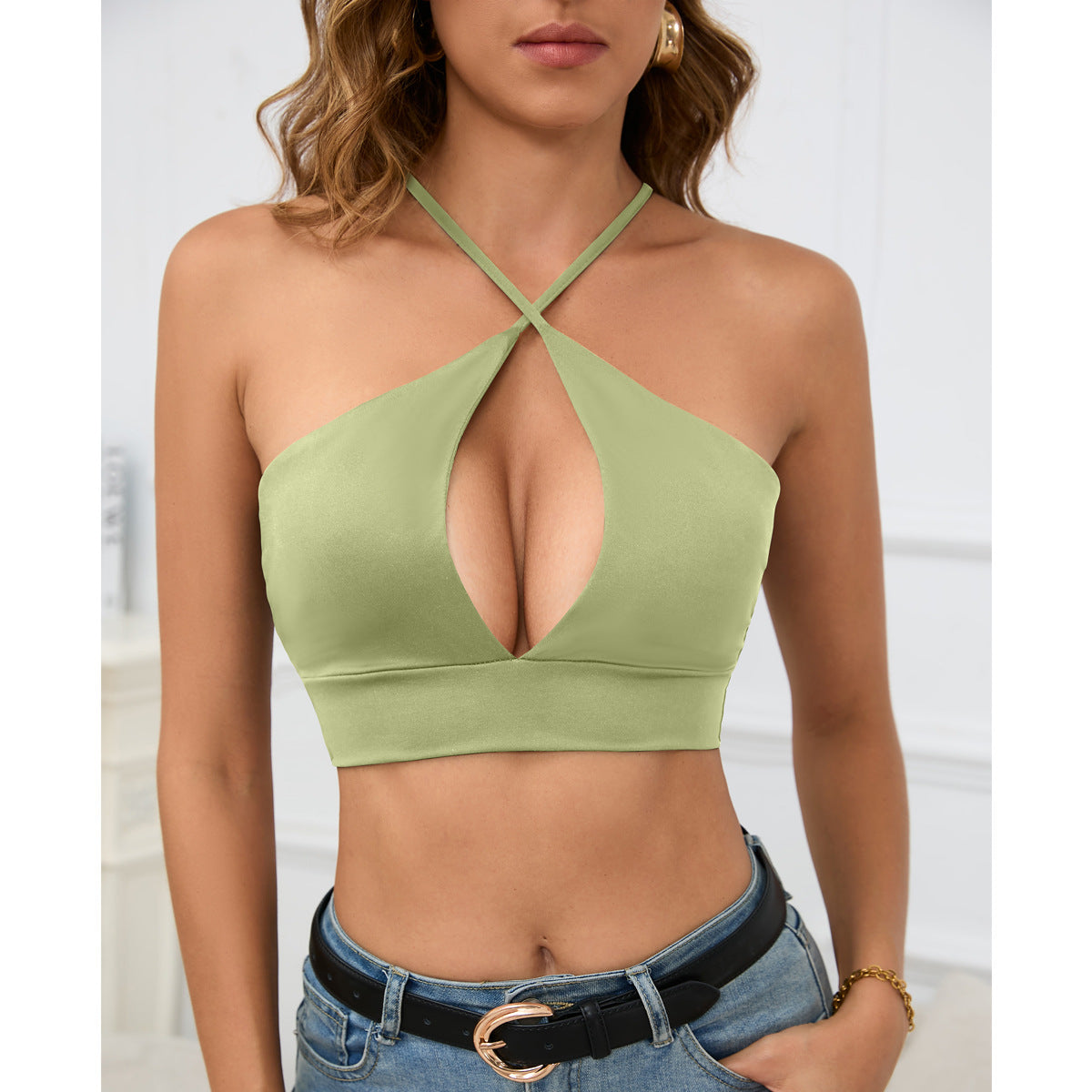 2026 European and American popular cross-border vest women's clothing Amazon hollow suspender sexy summer top for women