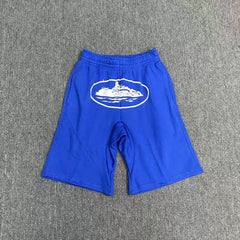 Corteiz Alcatraz Island Graphic Heavyweight Shorts Royal Blue