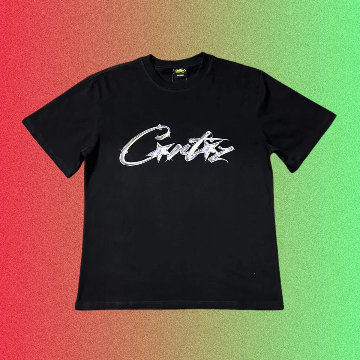 Cortiez Blue Script Logo Graphic Black T-Shirt