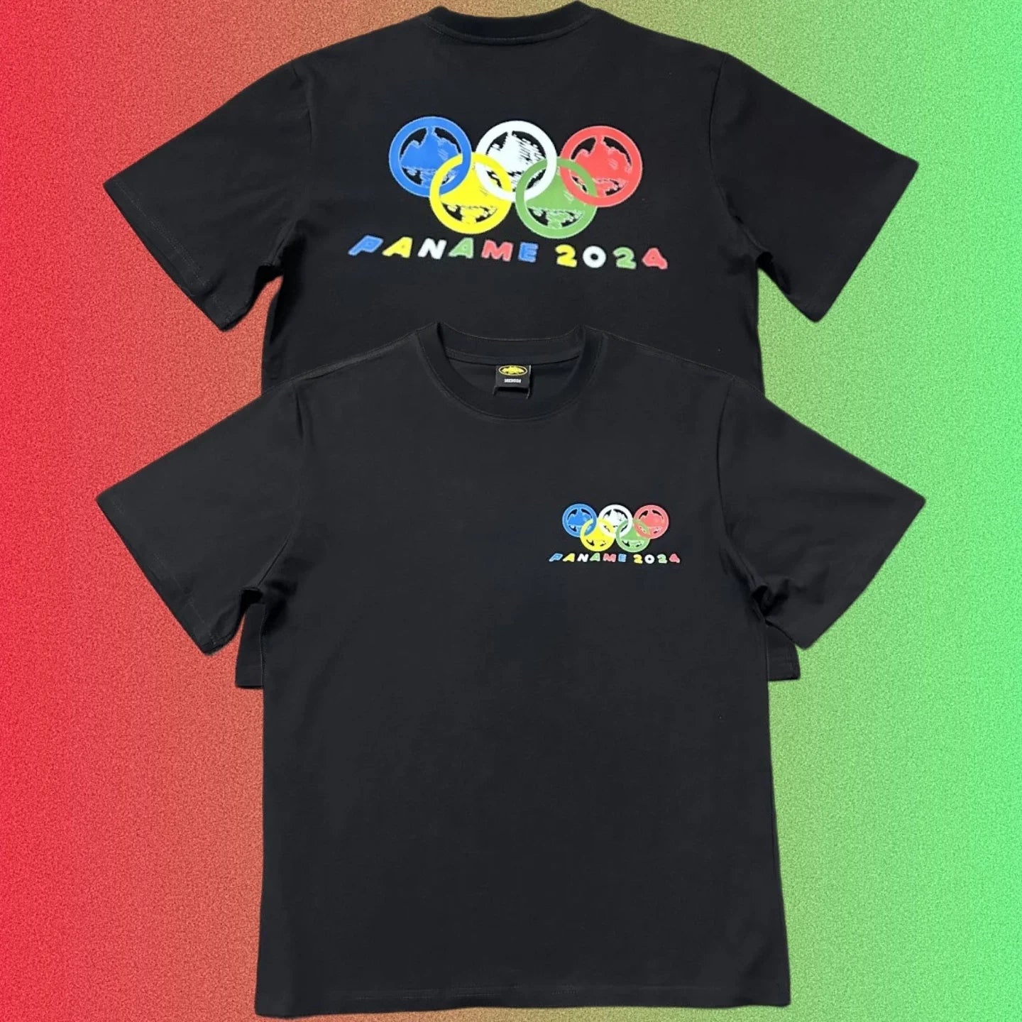 Cortiez Paname 2024 Olympic Rings Graphic Black T-Shirt (Front & Back Print)