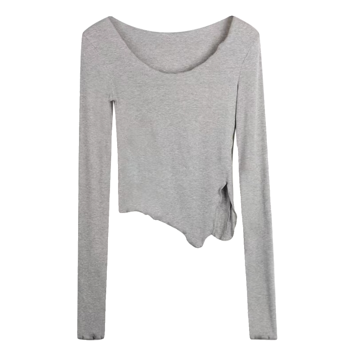 Foreign trade clearance ins thread pure cotton long sleeved t-shirt for women 2024 Spring and Autumn new item, niche design sense, inner layer bottom shirt