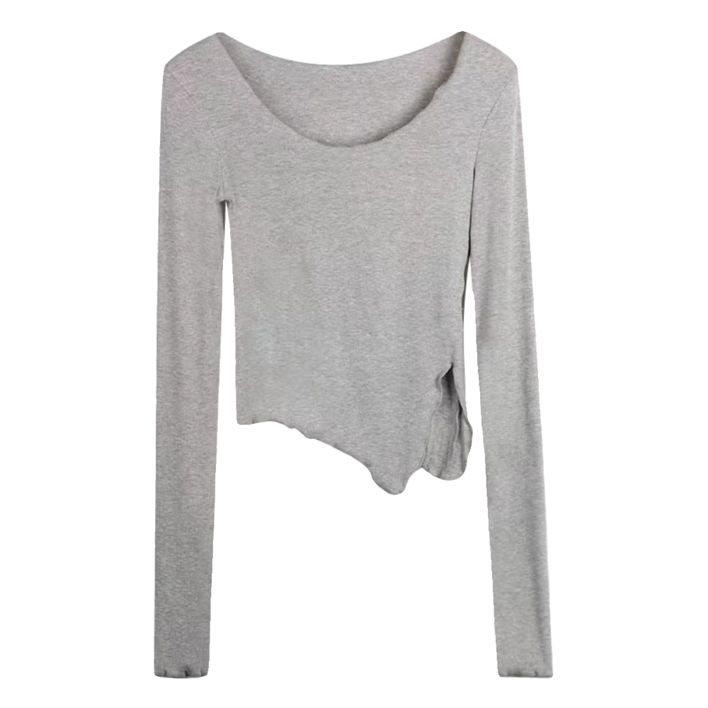 Foreign trade clearance ins thread pure cotton long sleeved t-shirt for women 2024 Spring and Autumn new item, niche design sense, inner layer bottom shirt