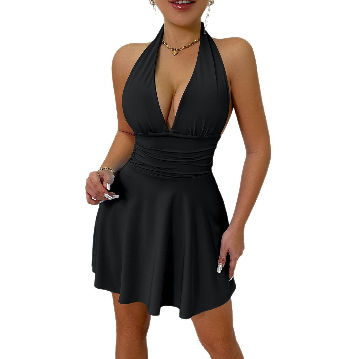 2026 European and American women's clothing Amazon cross-border hot selling skirt strap backless V-neck tight short skirt sexy dress