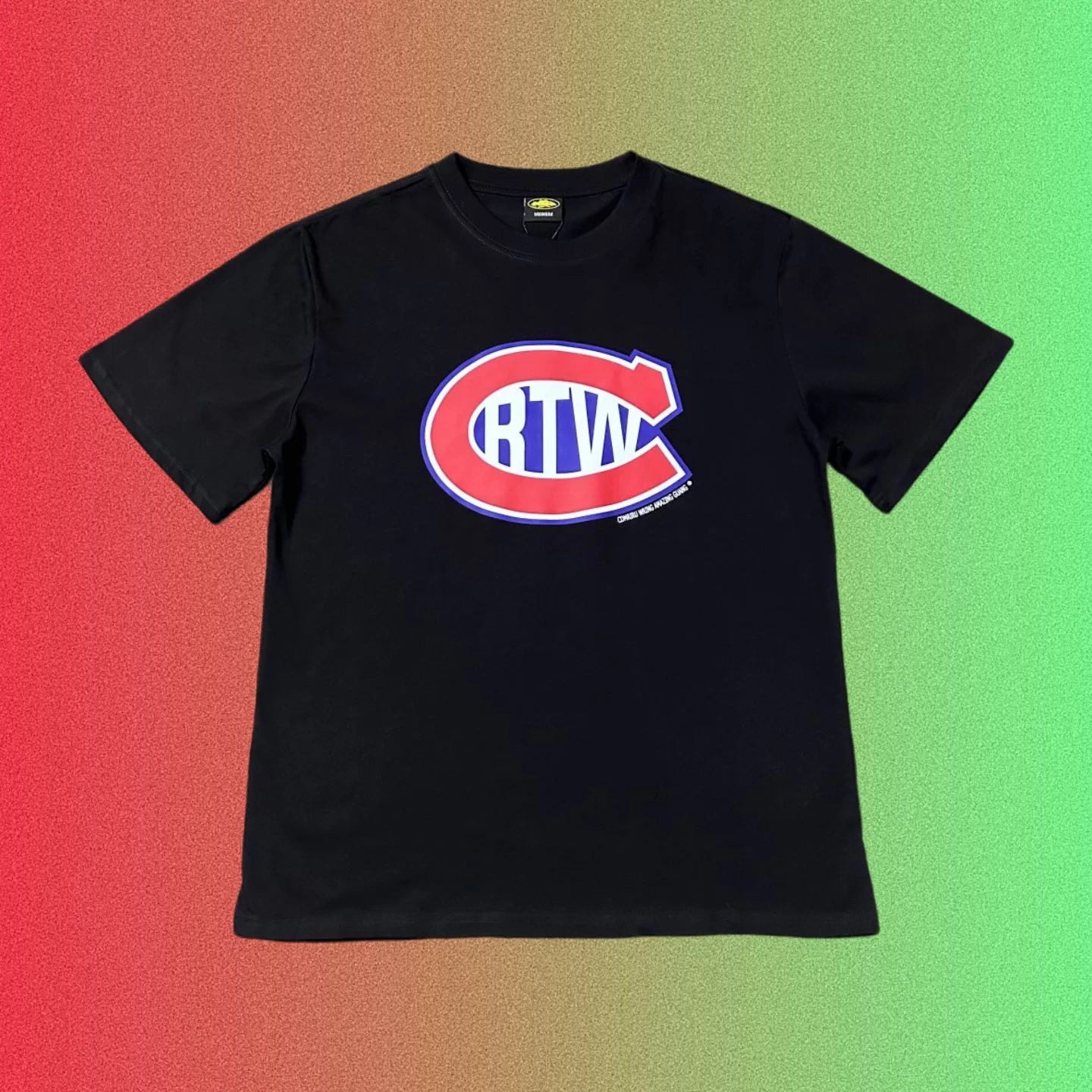 Cortiez Blue Cursive Star Script Logo Graphic Black T-Shirt