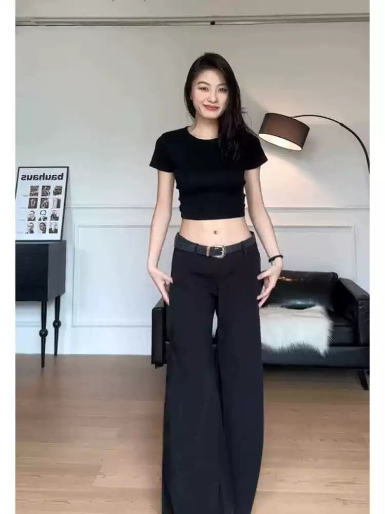 Foreign trade backless drawstring design short sleeved t-shirt women's pure cotton summer spicy girl short top this year's popular small shirt