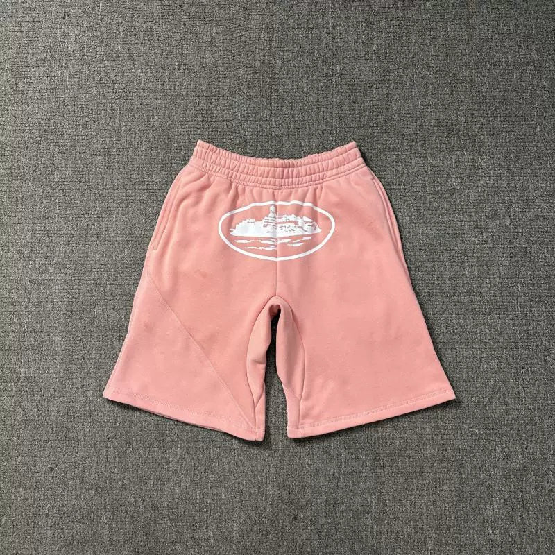 Corteiz Alcatraz Island Graphic Heavyweight Shorts pink