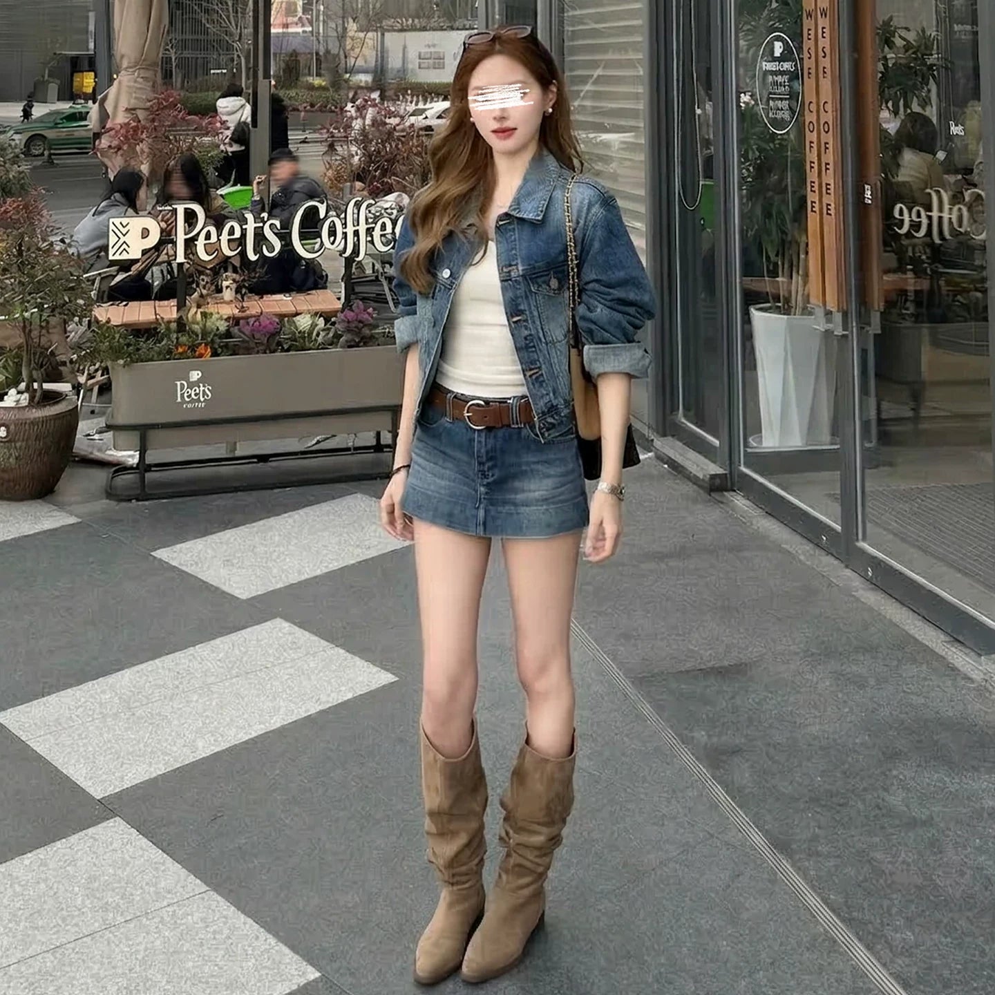 American retro blue denim skirt and pants for women, 2026 spring/summer new low rise slim fit and versatile spicy girl short skirt