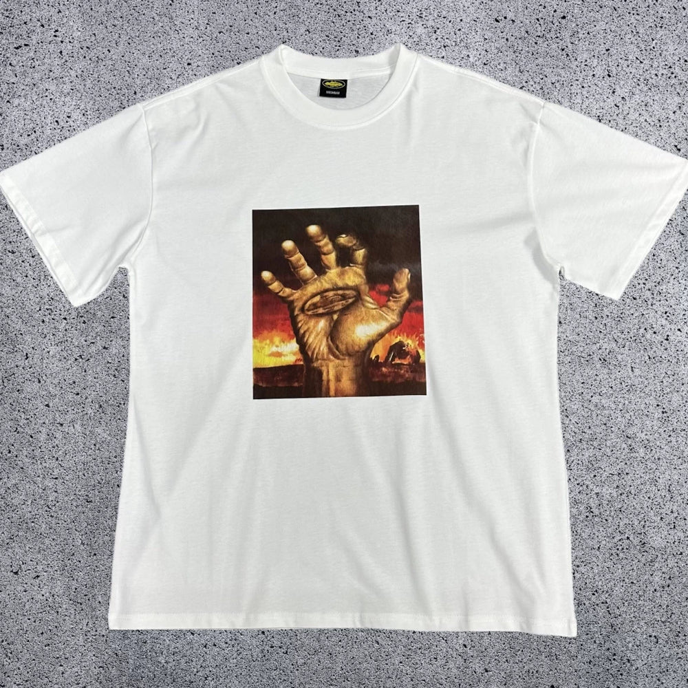 Corteiz Fiery Hand Graphic Tee – White