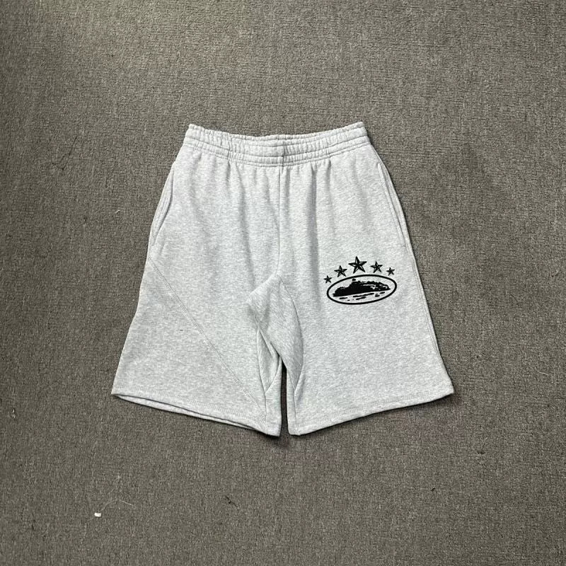 Corteiz 5-Star Alcatraz Island Front Logo Heavyweight Shorts grey